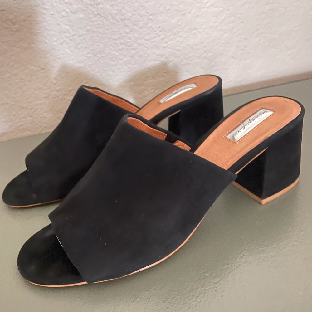 Black Halogen Chunky Heel Mule sz 10